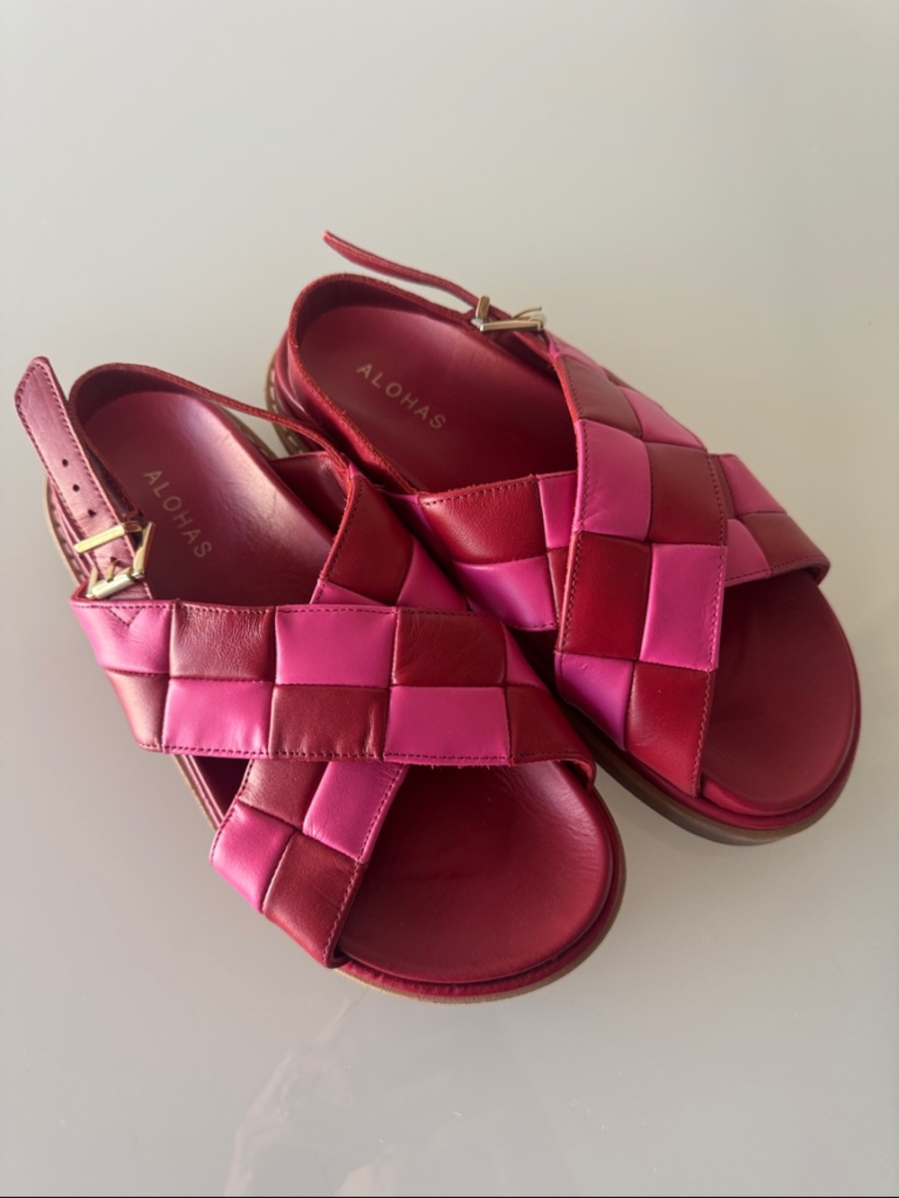 ALOHAS Marshmallow Scacchi Sandal Lipstick Red Magenta Size EU 39 - Picture 3 of 12